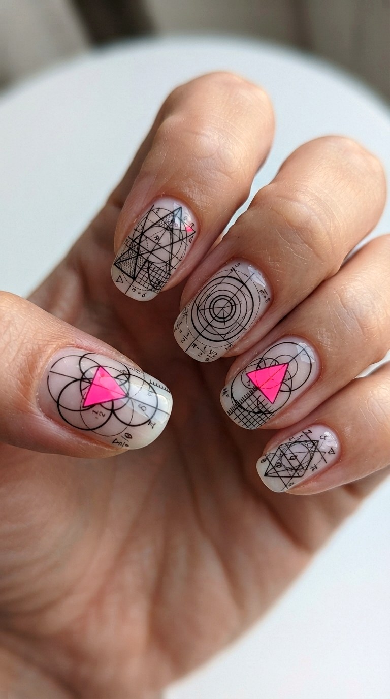 Geometry Protractor Nail Art - 21 school nail art designs