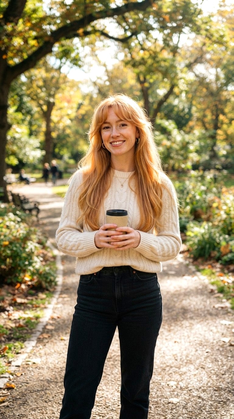 Ginger Wispy Long Layers - 21 curtain bangs redhead ideas
