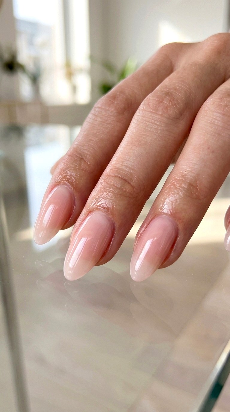 Glass Skin Glossy Bare Finish - 24 Summer Nail Design Trends