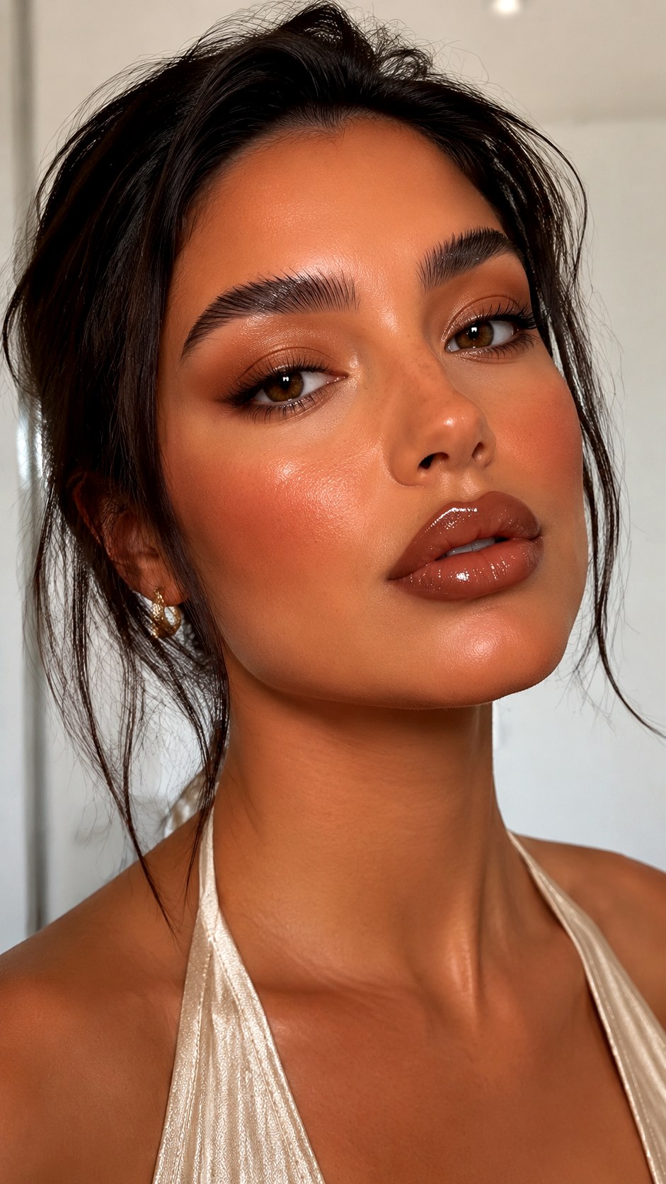 Glazed Chocolate Brown Lip Combo - 24 Olive Skin Makeup Looks