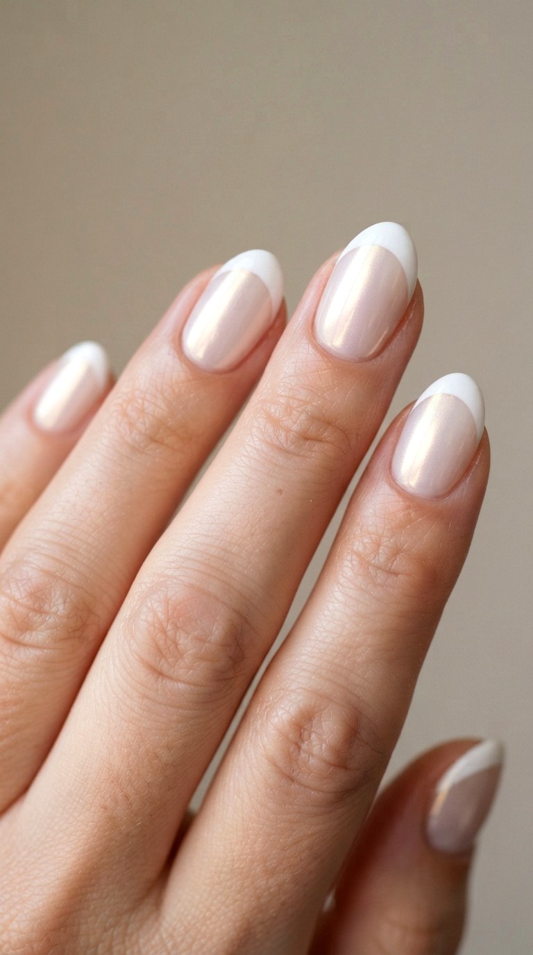 Glazed Donut Chrome French Manicure - 21 cute french tip nail art ideas