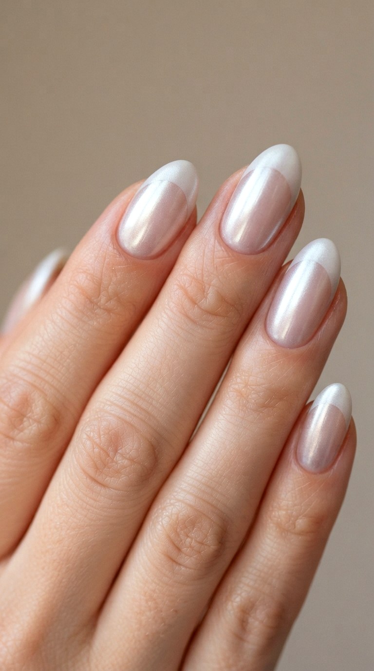 Glazed Donut Chrome French Tips - 22 natural french tip nail art ideas