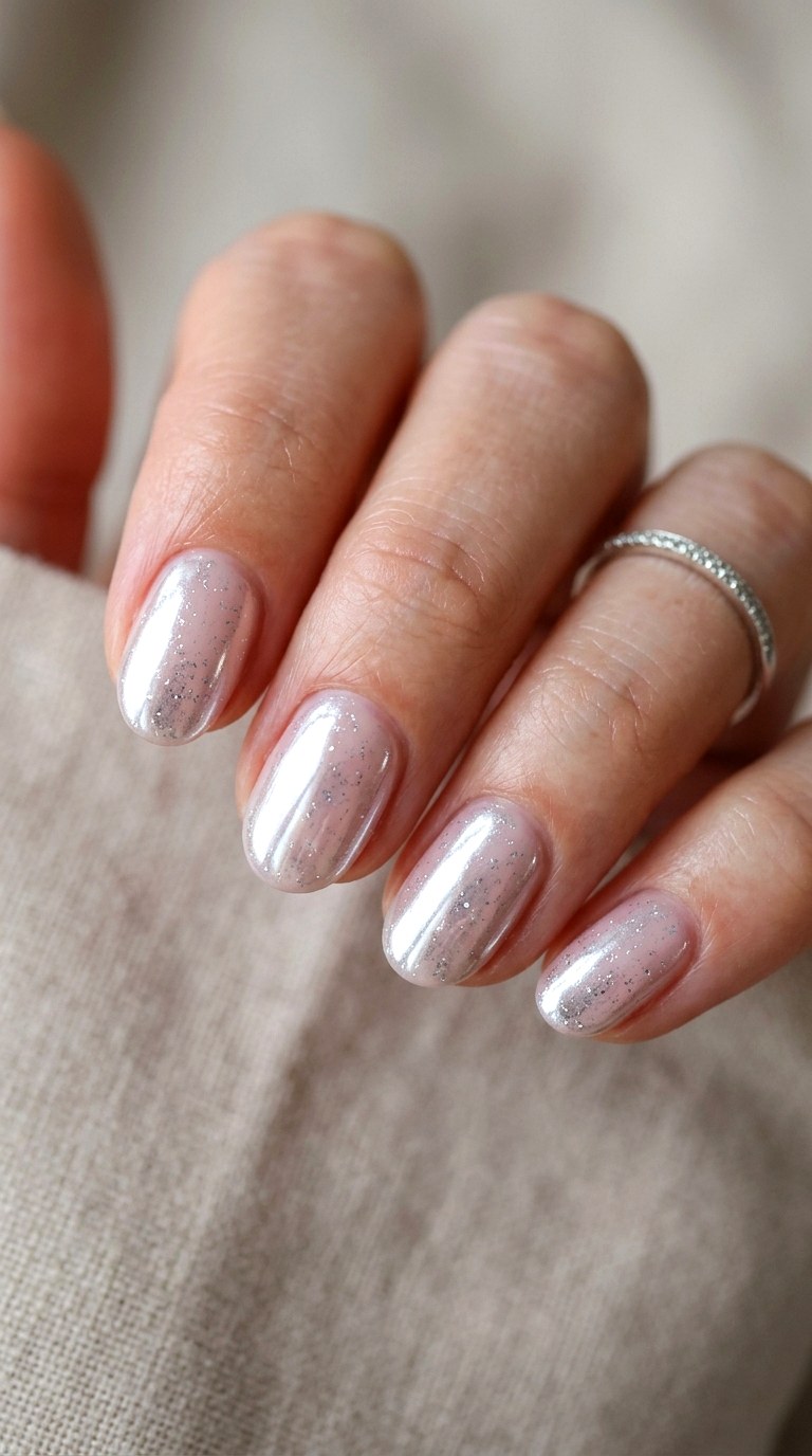 Glazed Donut Chrome Silver Sparkle - 22 Summer Nail Art Ideas