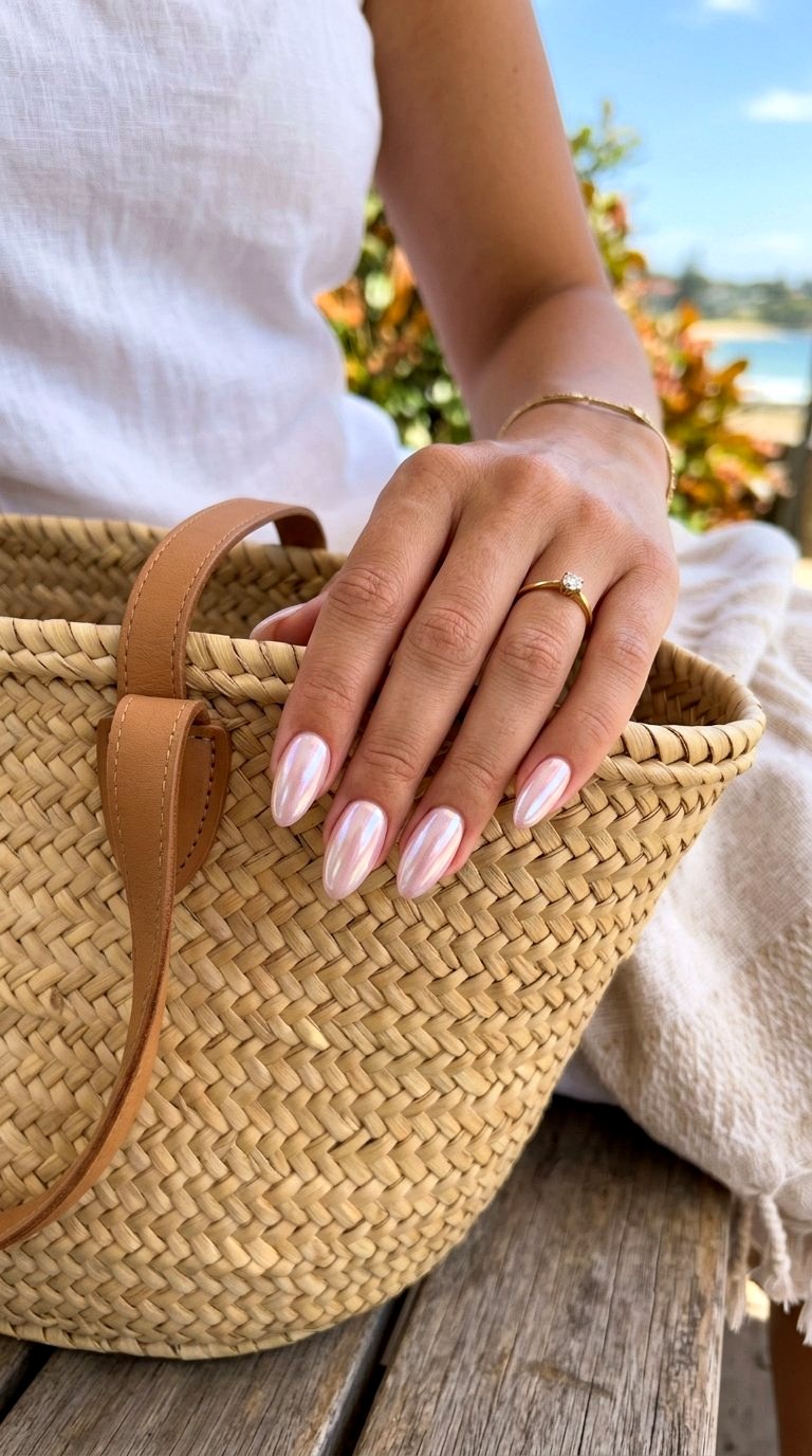 Glazed Donut Medium Almond Summer Nails - 20 Medium Almond Summer Nails