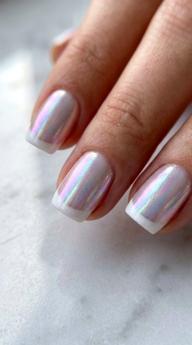 Glazed Donut White French Tips - 20 White French Tip Nail Design Ideas
