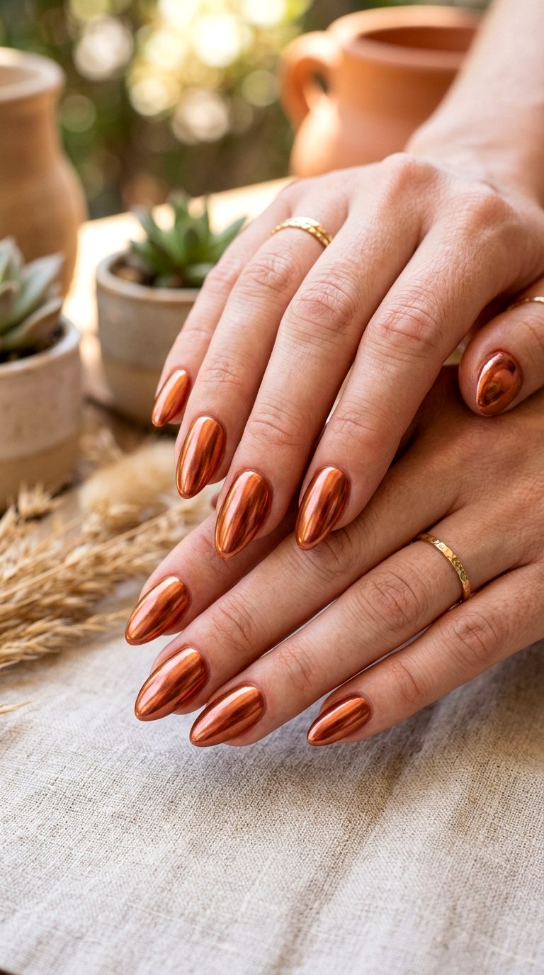 Glazed Terracotta Rust Summer Gradient - 24 Summer Nail Design Inspo