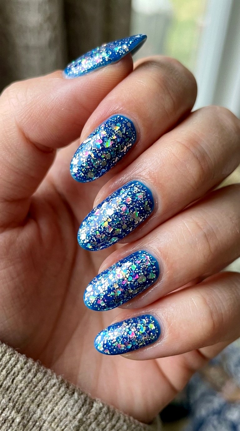Glitter Bombed Bright Blue Nails - 22 bright blue nails
