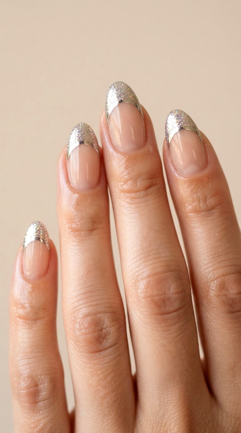 Glitter Dip Chrome French Tips - 21 cute french tip nail art ideas