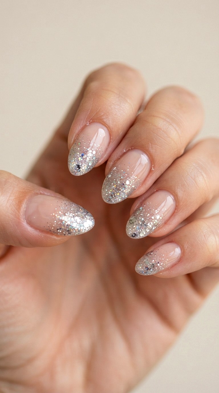 Glitter Ombre Gradient Tips - 20 gel french tip nail art ideas
