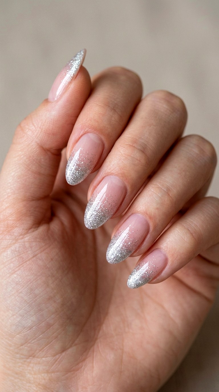 Glitter Silver Ombre French Tip Art - 23 ombre french tip nail art designs