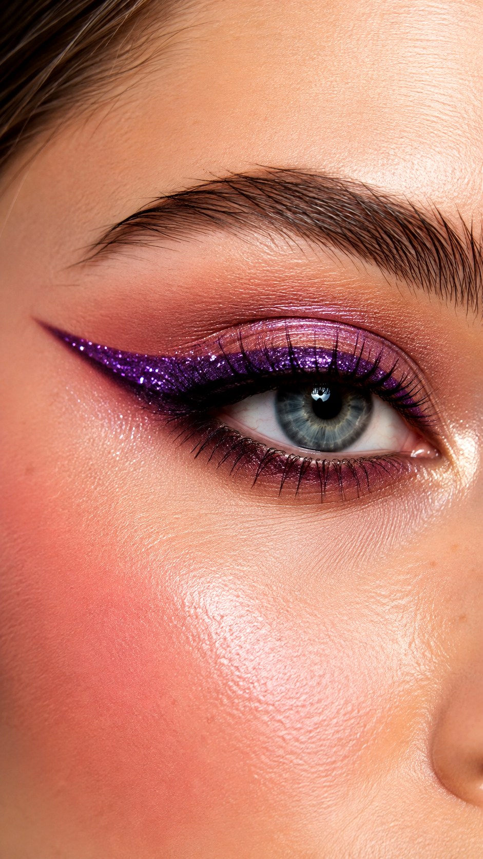 Glittering Purple Sunset Liner Look - 23 Summer Eyeliner Looks