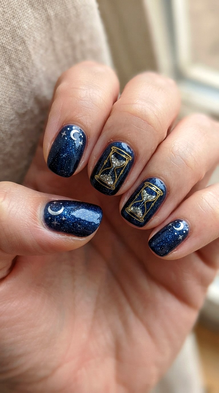 Glittery Hourglass Nail Art - 22 cute back to school nail art design