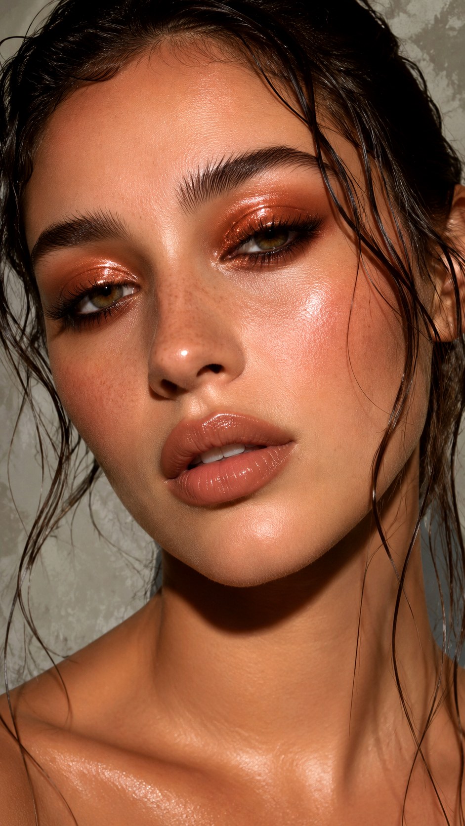 Glossy Copper Eyelid Glaze - 24 Summer Eye Makeup Looks