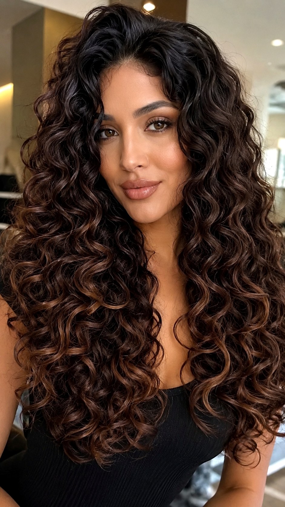 Glossy Espresso Melt for Coils - 25 Curly Hair Color Ideas