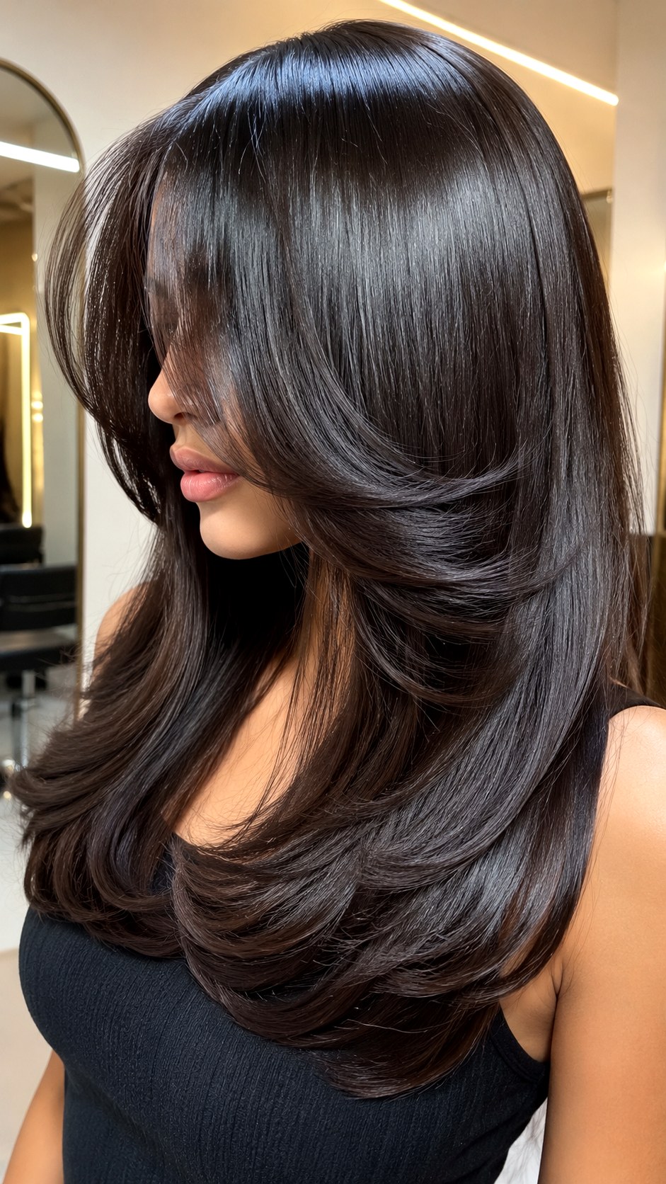 Glossy Glass Hair Butterfly Cut - 23 butterfly haircut long layers ideas
