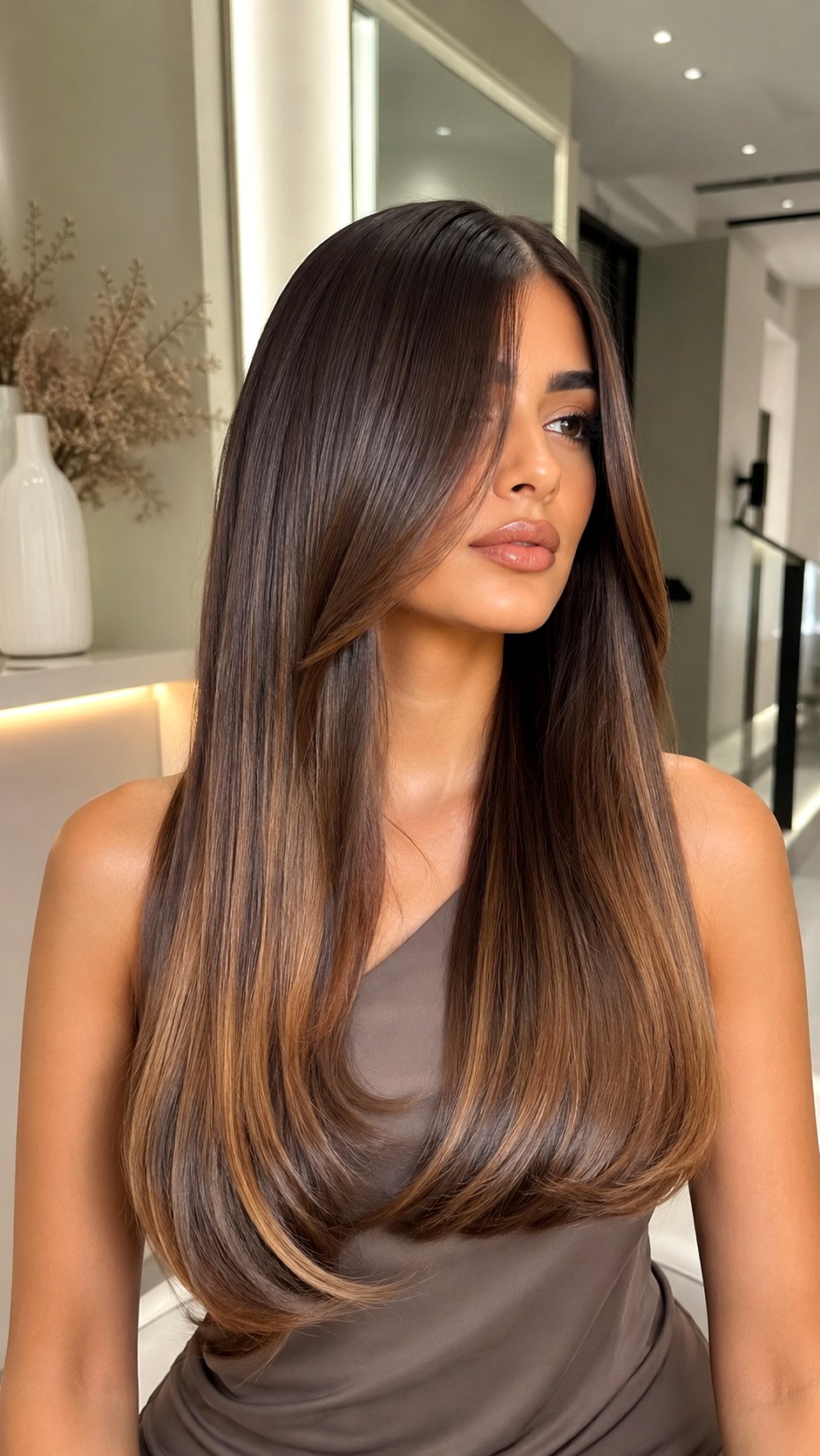 Glossy Glass Hair Caramel Finish - 23 Caramel Balayage Hair Ideas