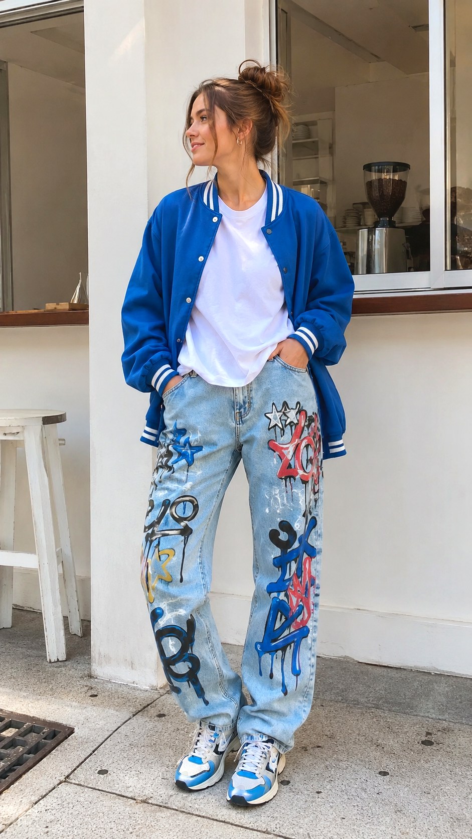 Graffiti Lettering Painted Jean Outfit - 23 painted jean outfit ideas