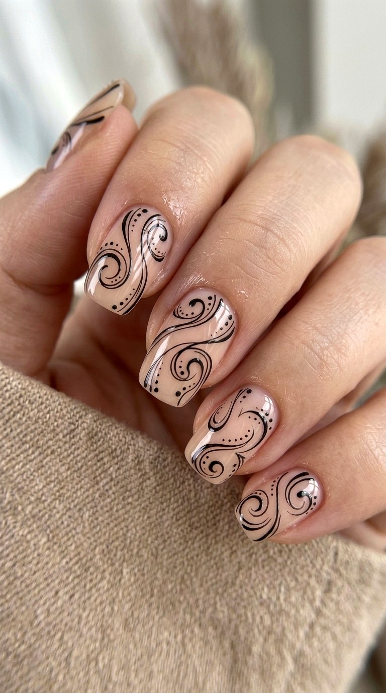 Graphic Black Line Art - 22 Simple Summer Nail Designs