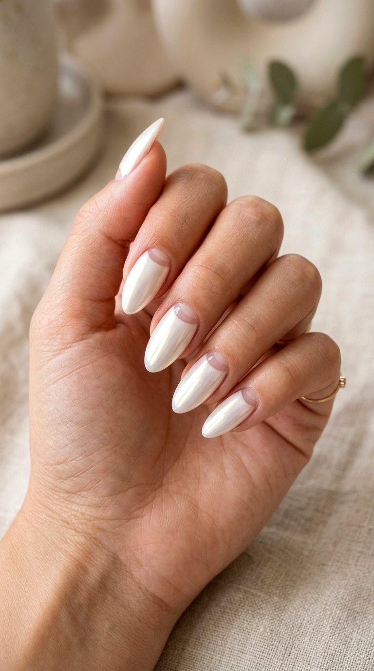 Half Moon Glazed Donut Nails - 22 Glazed Donut Chrome Nail Ideas