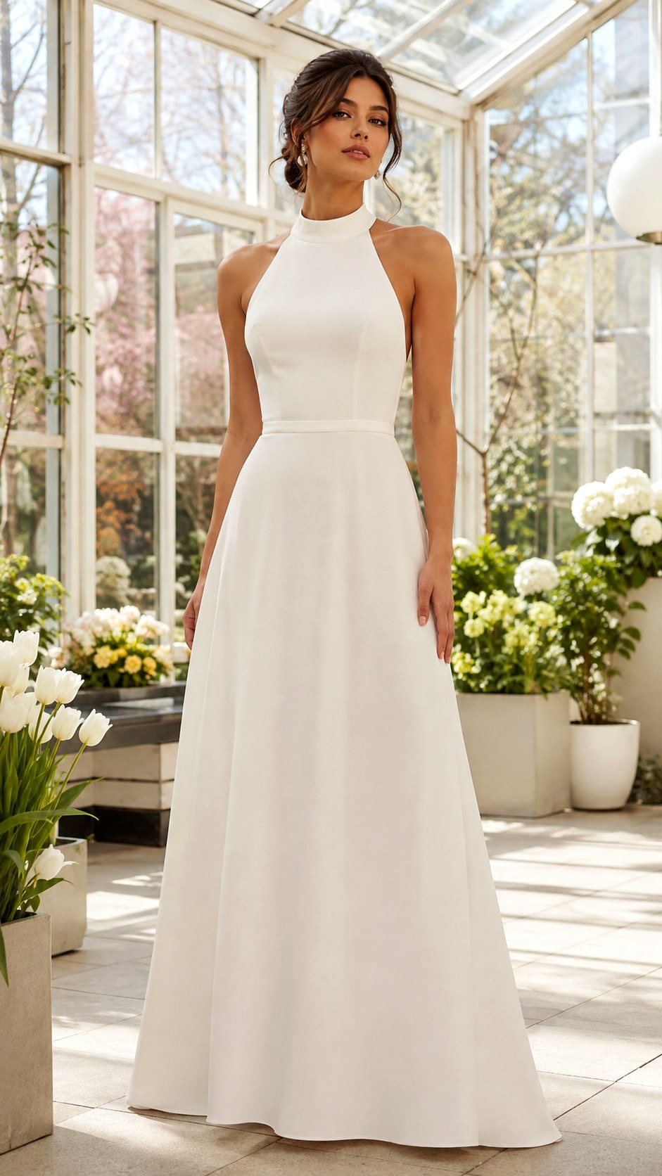 Halter Neck Crepe A Line Gown - 22 Dream Wedding Simple Dresses Ideas