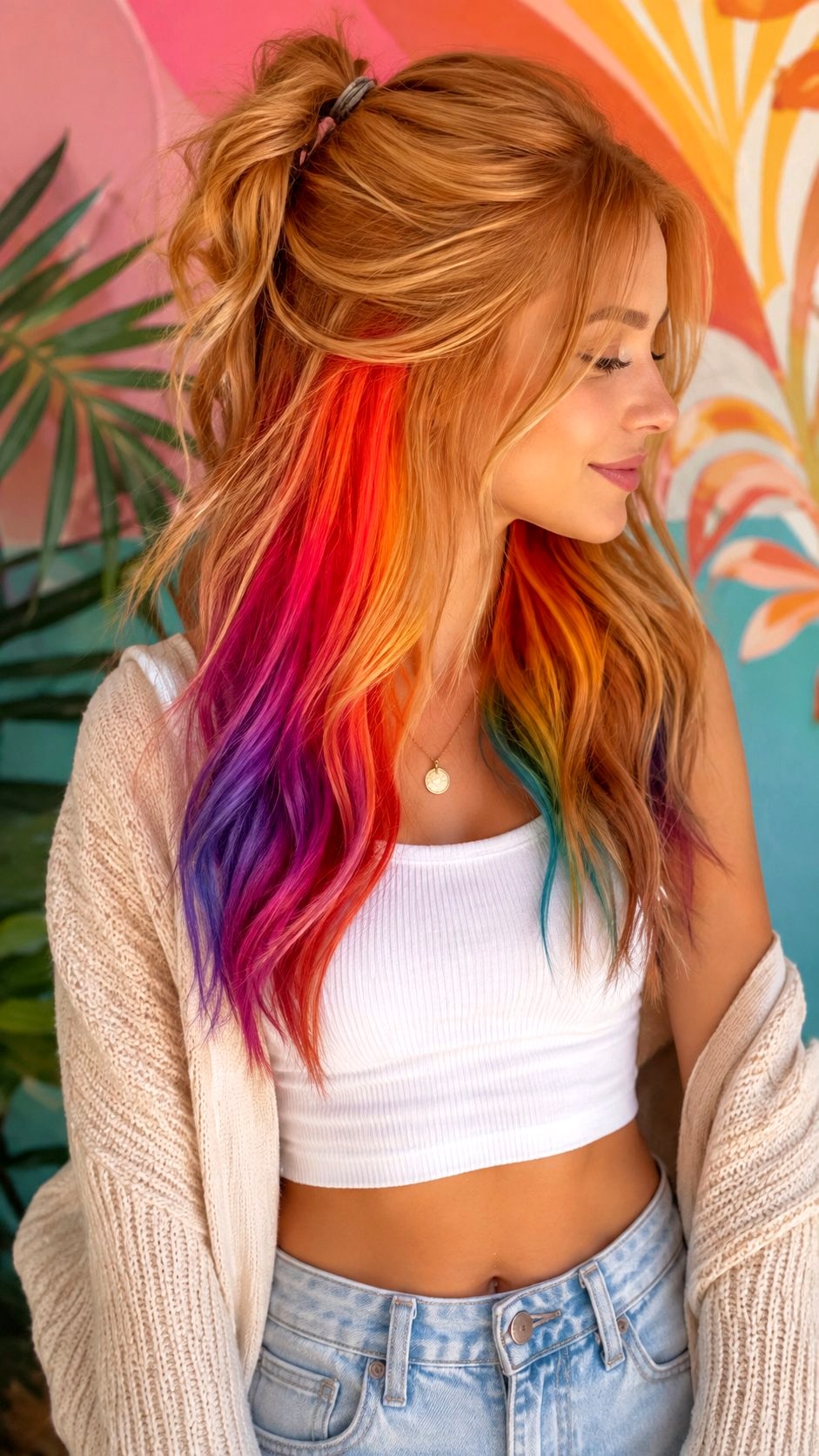 Hidden Rainbow Strawberry Blonde Peekaboo - 24 Strawberry Blonde Hair Ideas