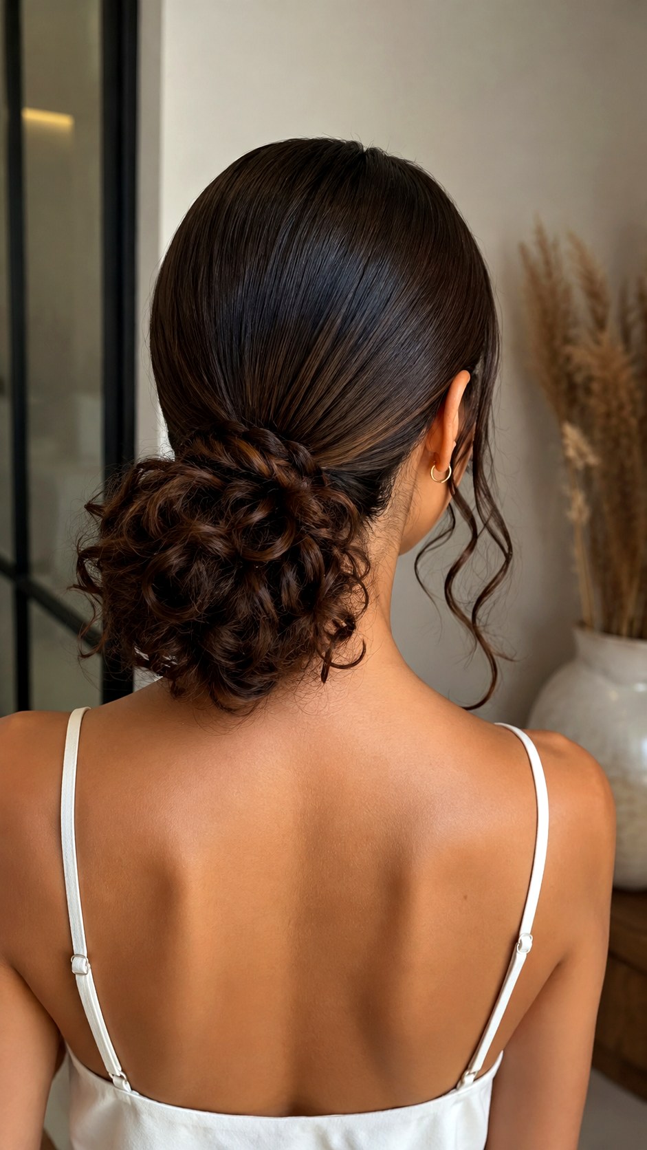 High Contrast Curly Low Bun - 23 low bun prom hairstyles ideas