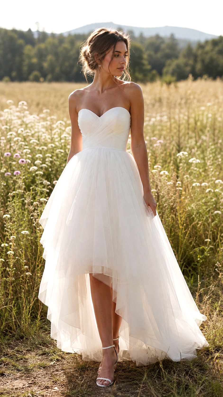 High Low Hemline Tulle Skirt - 22 Dream Wedding Simple Dresses Ideas