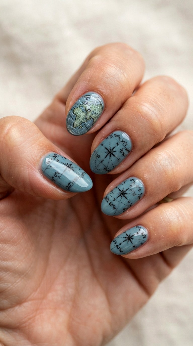 History Globe Nail Art - 22 cute back to school nail art design