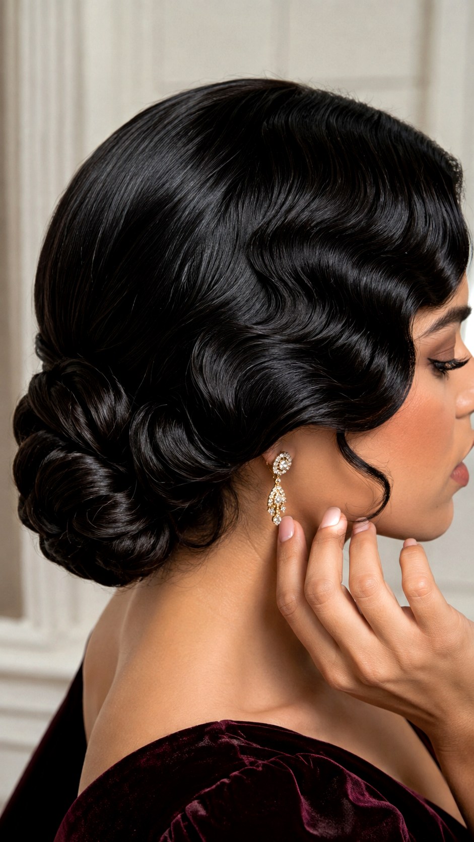 Hollywood Glamour Wave Bun - 21 elegant bun hairstyles classy ideas