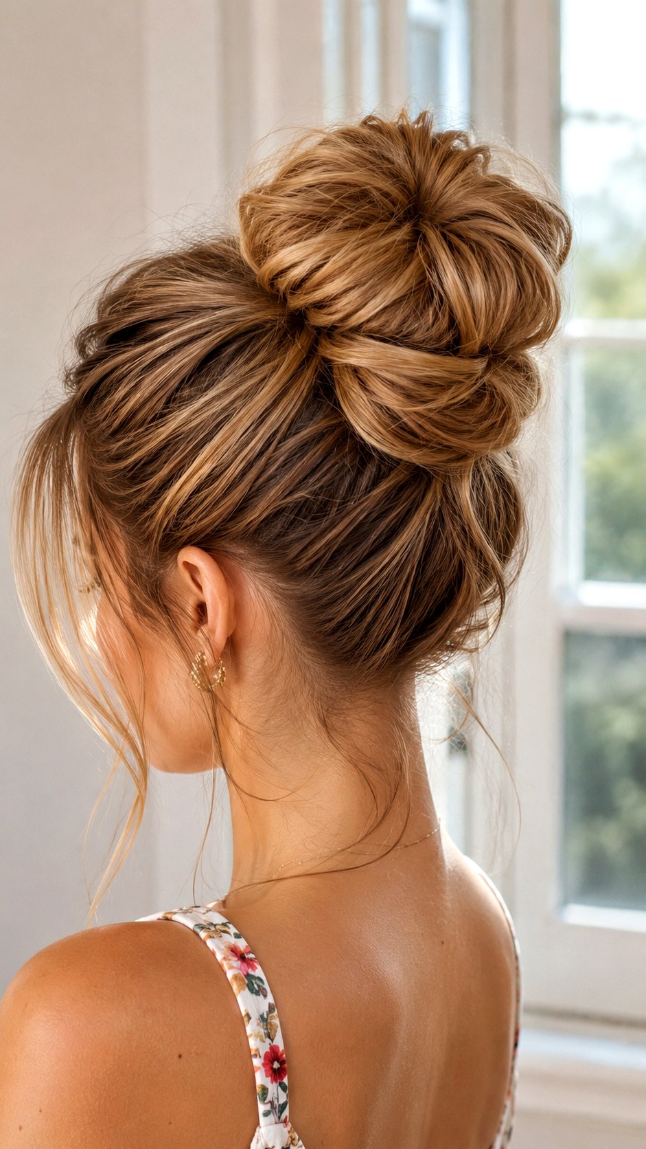 Honey Blonde Bubble Bun - 21 elegant bun hairstyles classy ideas
