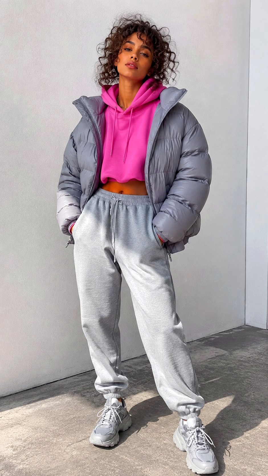 Hot Pink and Grey Streetwear Look - 23 pink color combination outfit ideas