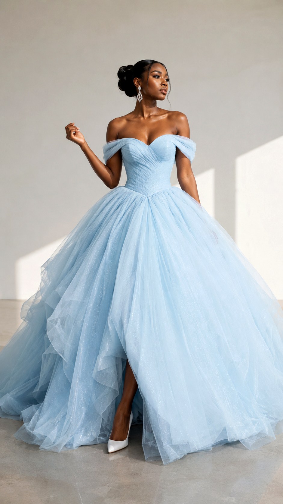 Ice Blue Off Shoulder Ballgown Style - 20 ice blue wedding dress outfit ideas