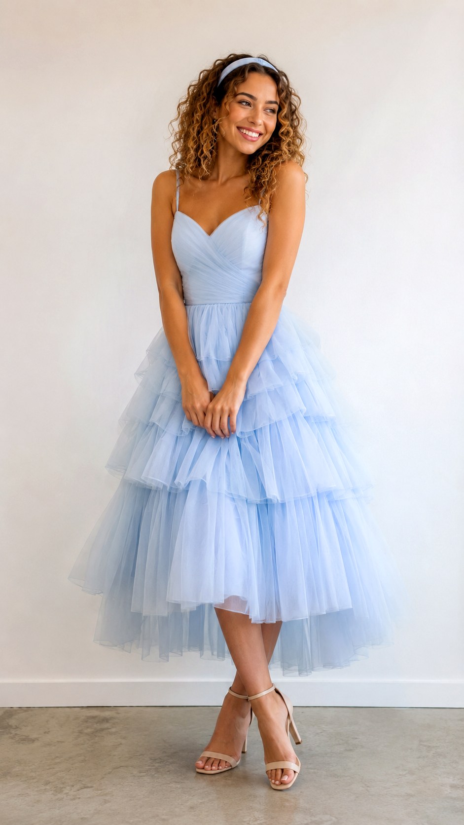 Ice Blue Tiered Tulle Skirt Dress - 20 ice blue wedding dress outfit ideas