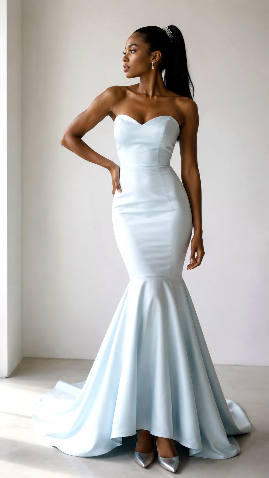 Ice Blue Trumpet Silhouette Wedding Dress - 20 ice blue wedding dress outfit ideas