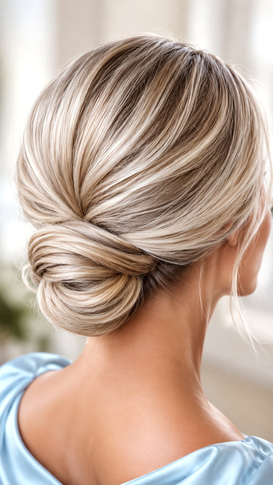 Iced Champagne Low Twist Bun - 21 elegant bun hairstyles classy ideas