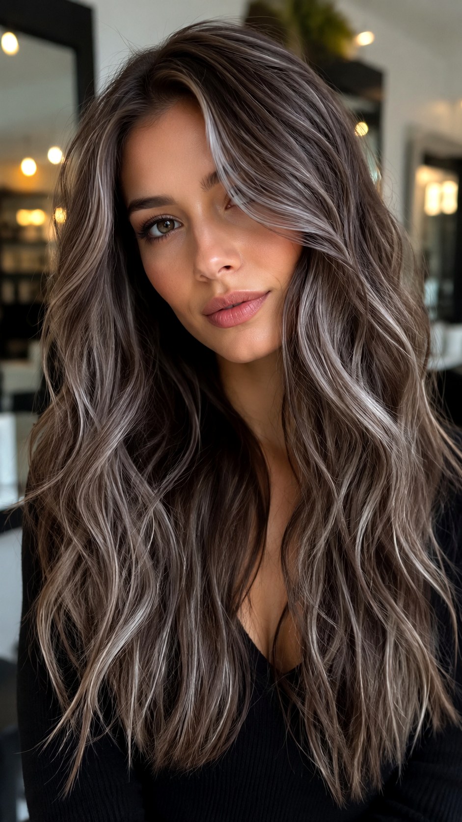 Icy Cool Brown Tousled Waves - 24 Brunette Hair Color Ideas