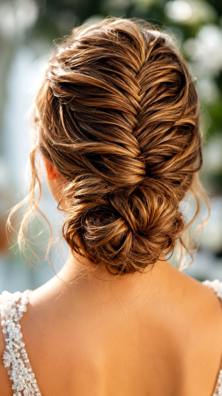 Intricate Fishtail Low Bun Wedding Updo - 25 low bun hairstyles wedding ideas