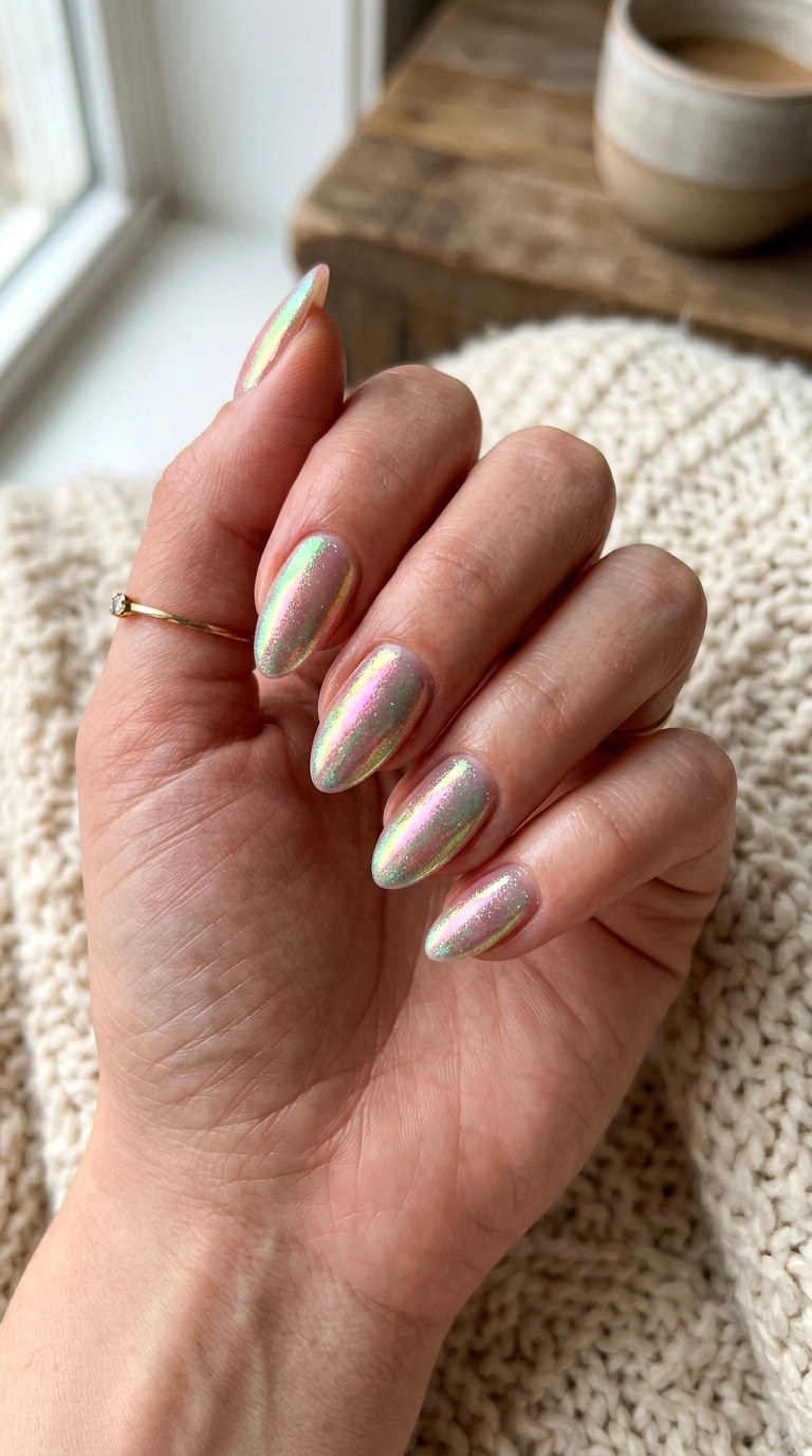 Iridescent Mermaid Glaze Finish - 22 Glazed Donut Chrome Nail Ideas