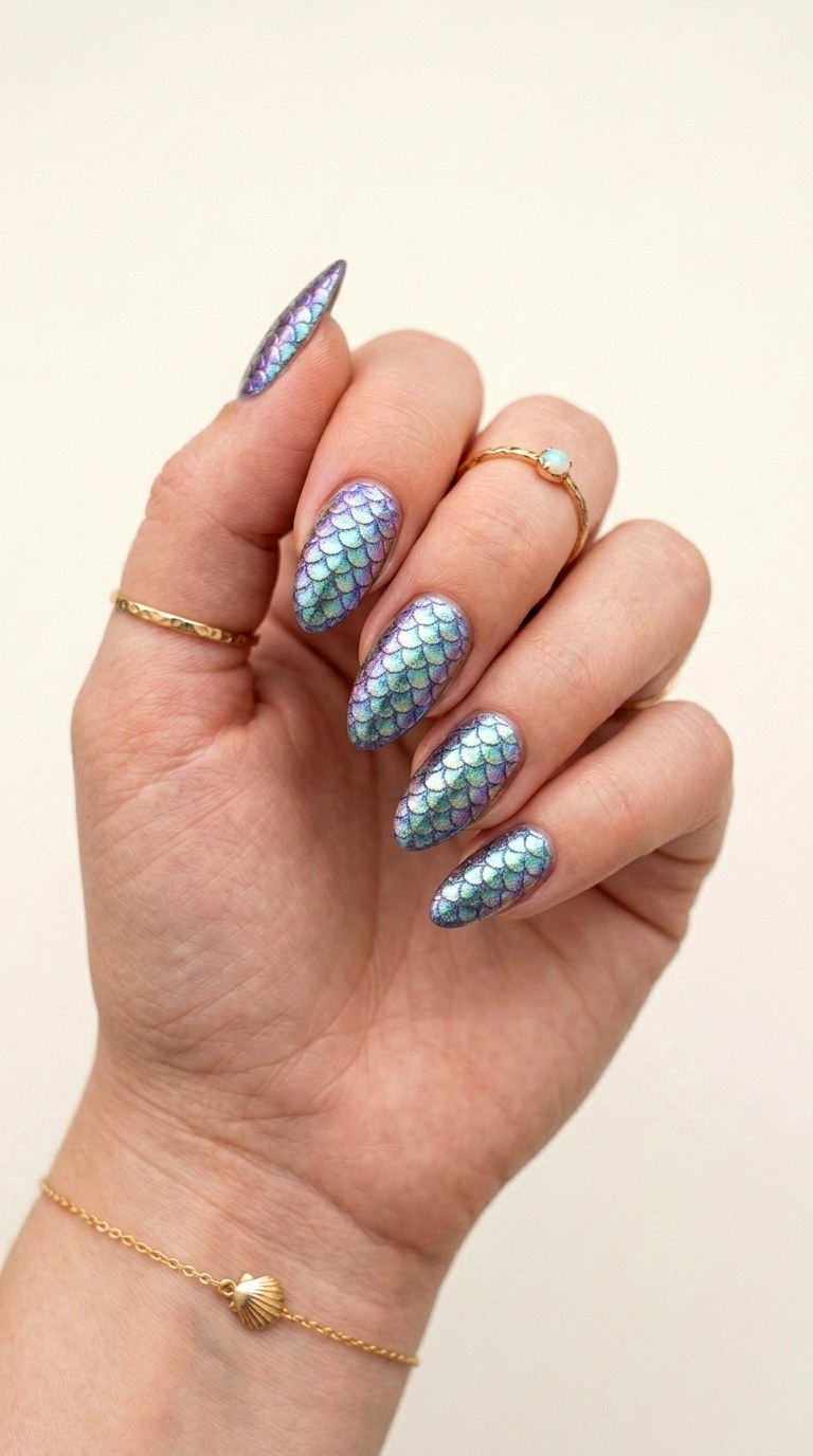 Iridescent Mermaid Scale Nails - 23 Trendy Nail Designs