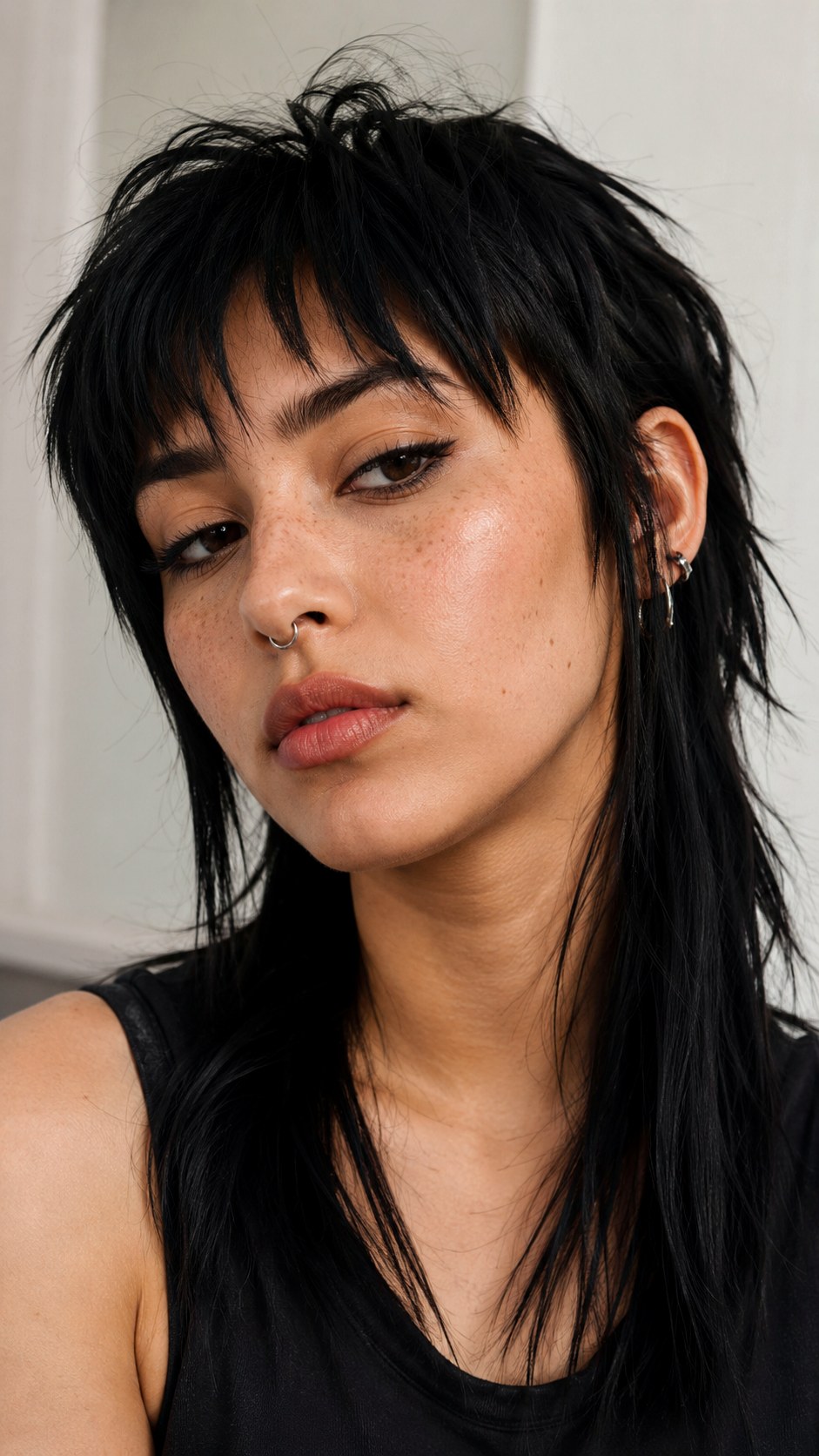 Jet Black Edgy Wolf Cut - 25 long wolf cut hairstyle ideas