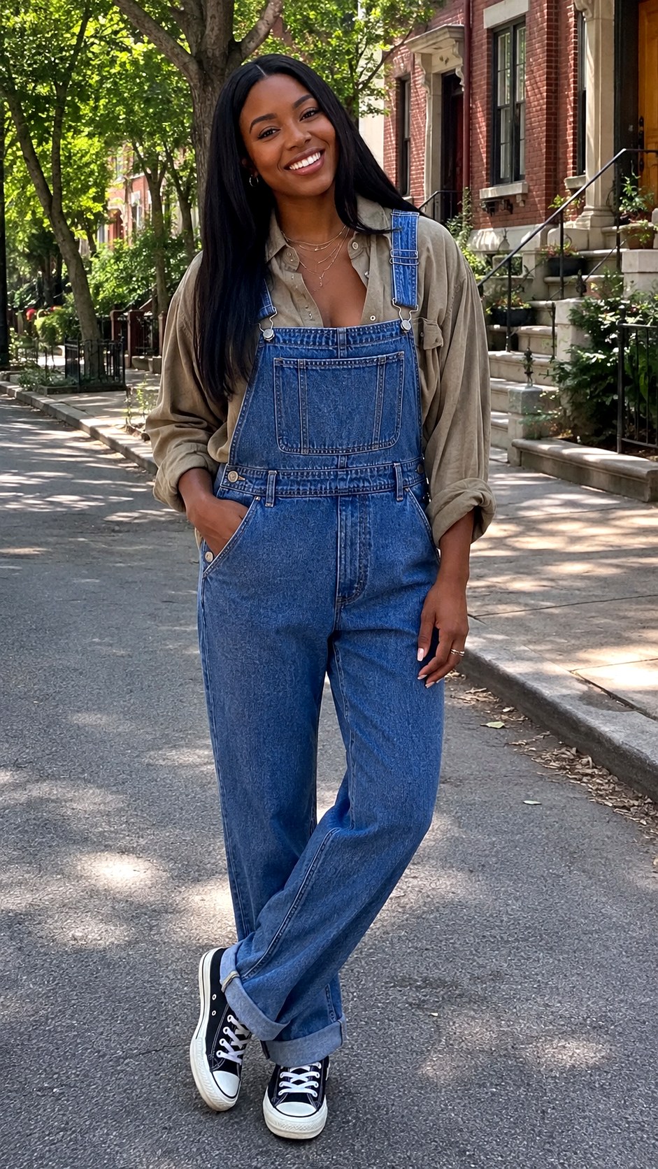 Khaki Utility Shirt Overalls - 22 utility shirt outfit ideas