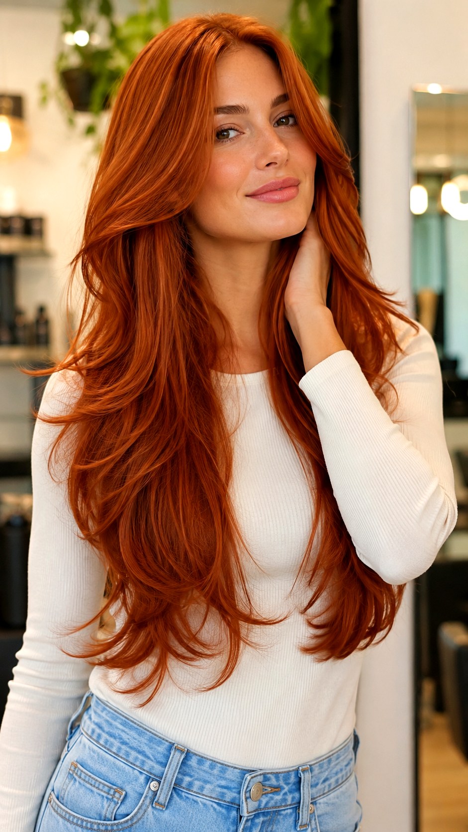 Layered Cut on Copper Red Hair - 24 layered haircut long hair ideas