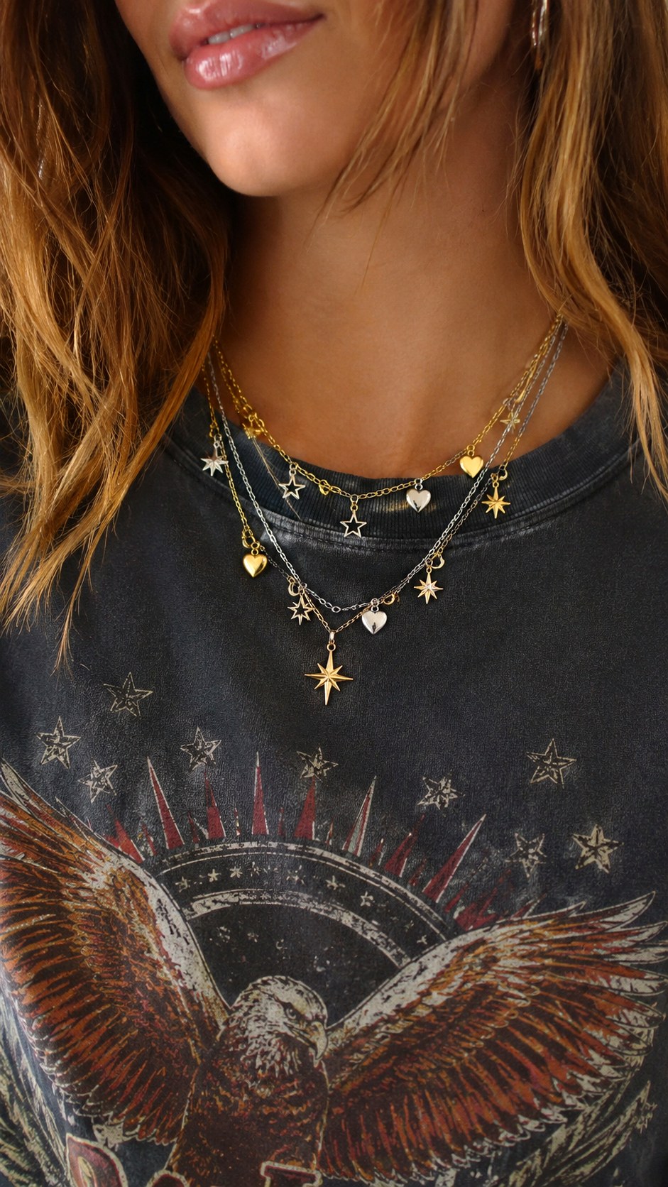 Layered Gold Silver Charm Necklace - 24 gold and silver jewelery ideas