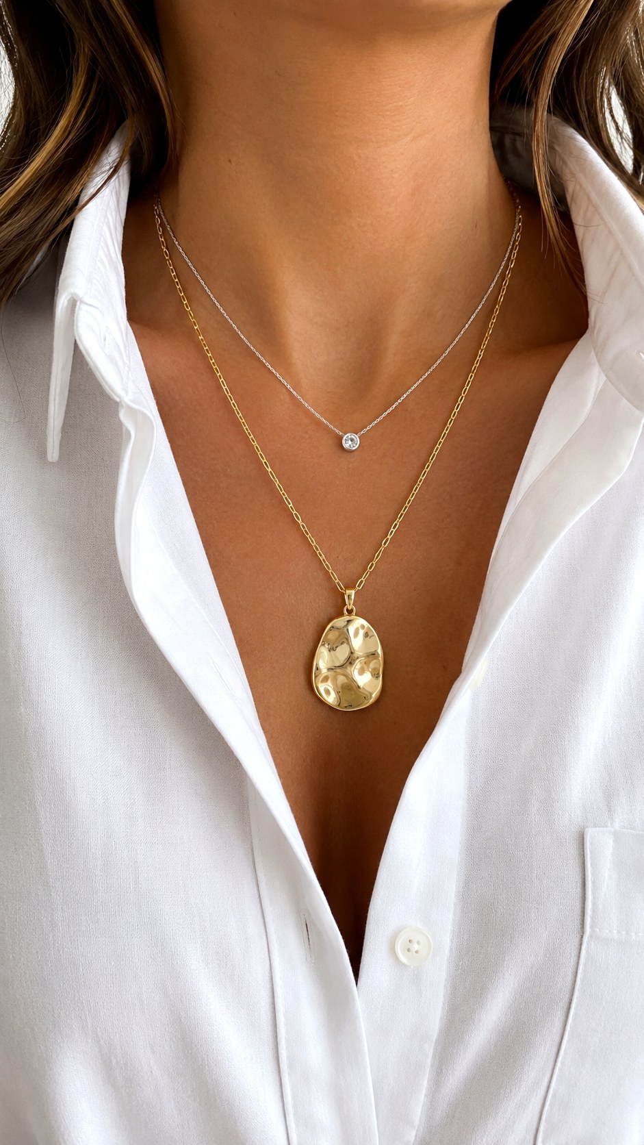 Layered Pendant Necklaces With Mixed Metals - 24 gold vs silver jewelry ideas
