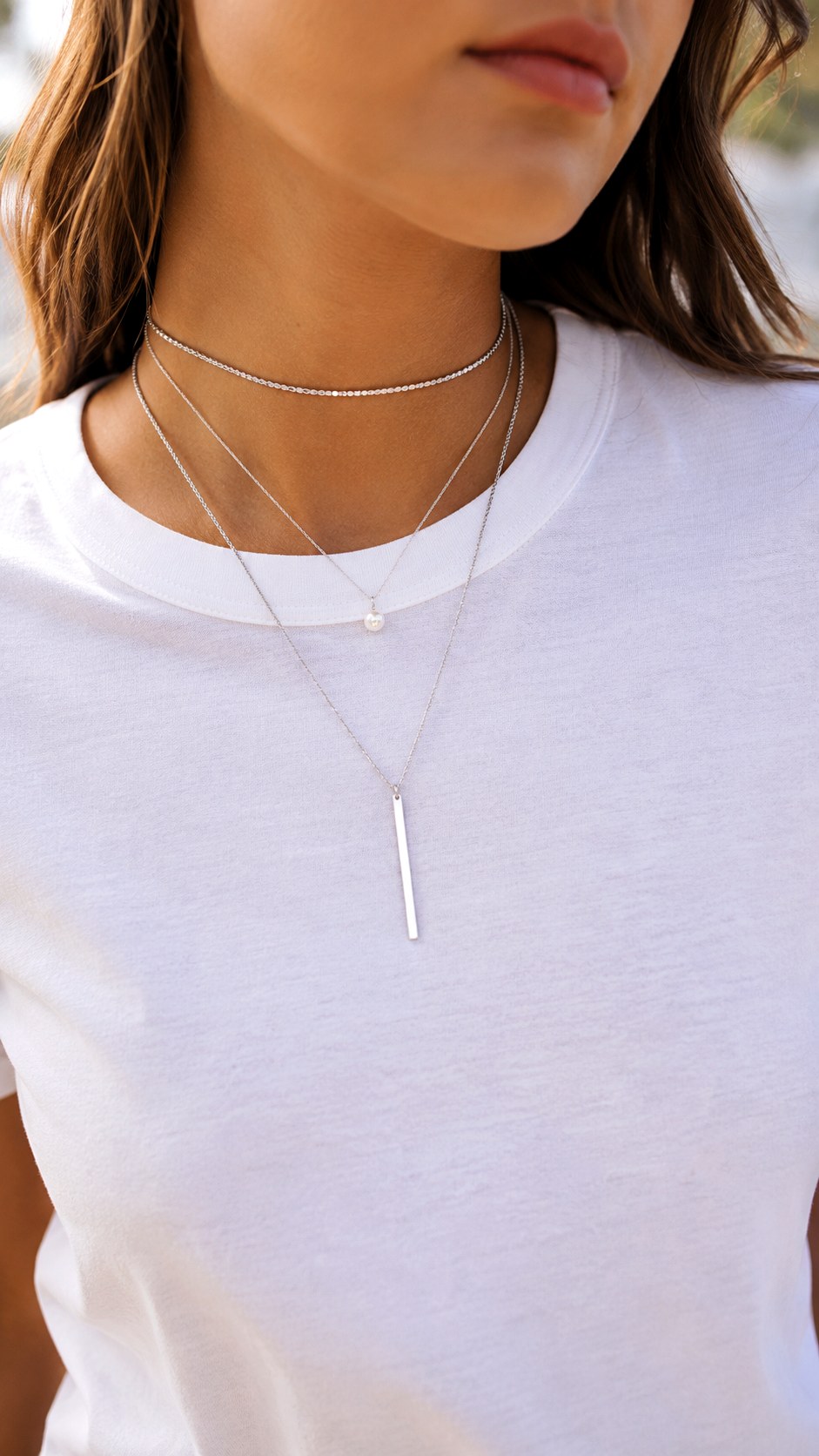 Layered Silver Pendant Necklaces - 20 silver jewelry aesthetic ideas