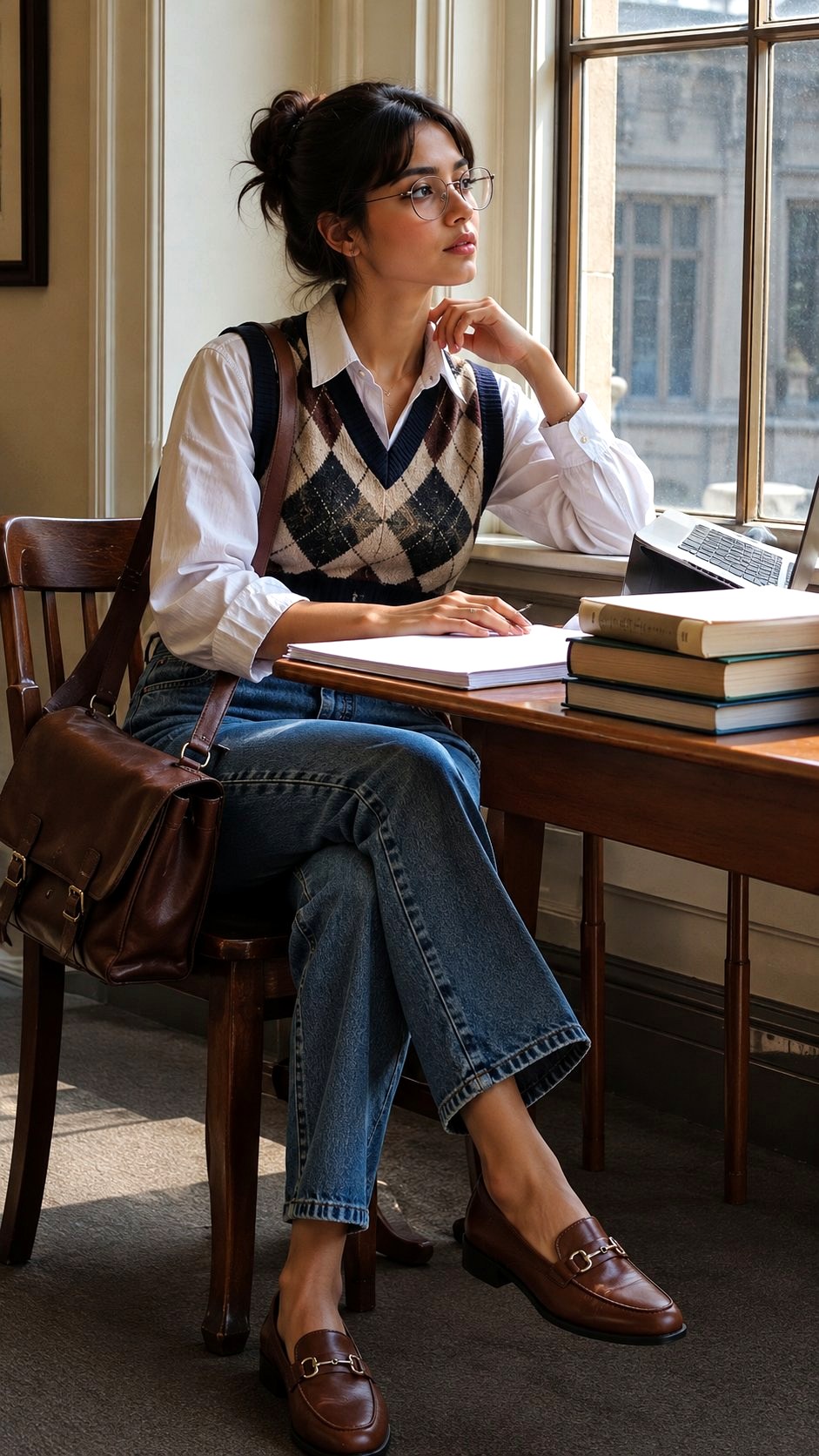 Layered Vest with Button Down Shirt - 21 Back to School  And High School Outfit Ideas