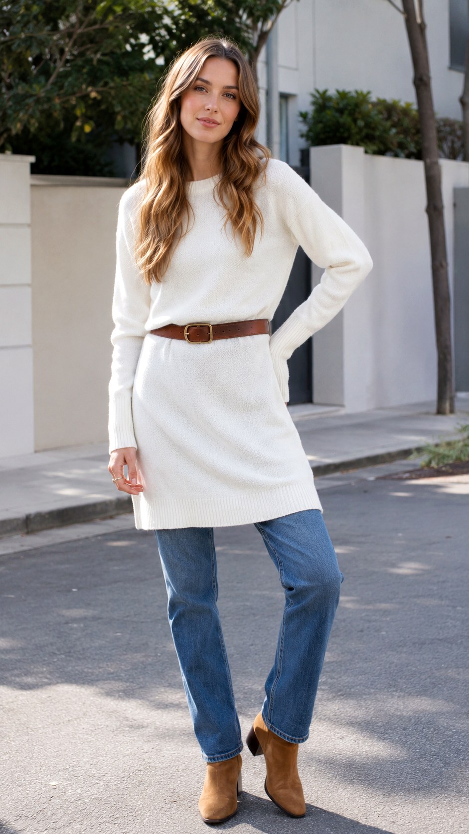 Layered White Knit Dress Outfit - 22 white knit outfit ideas