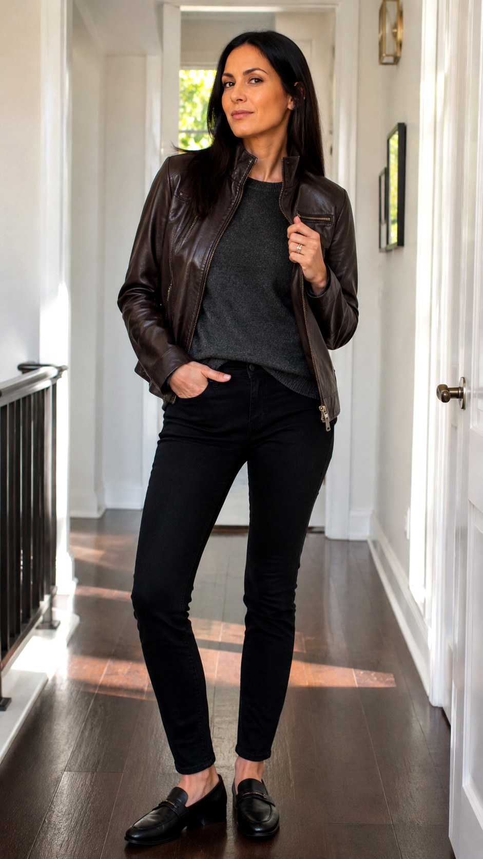 Leather High Collar Jacket Look - 21 high collar jacket outfit ideas