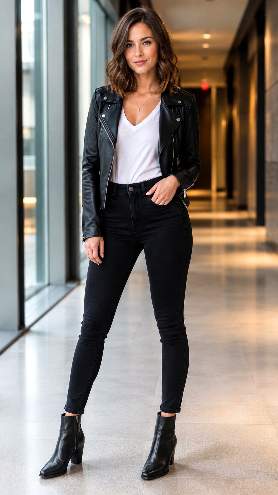 Leather Jacket and Senior Jeans - 24 senior homecoming jean outfit ideas