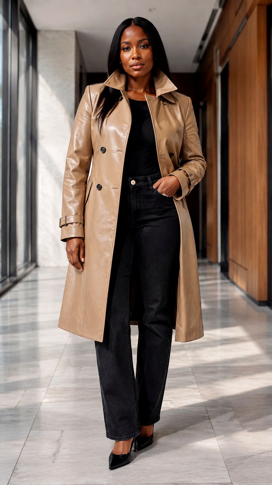 Leather Trench High Collar Jacket Style - 21 high collar jacket outfit ideas